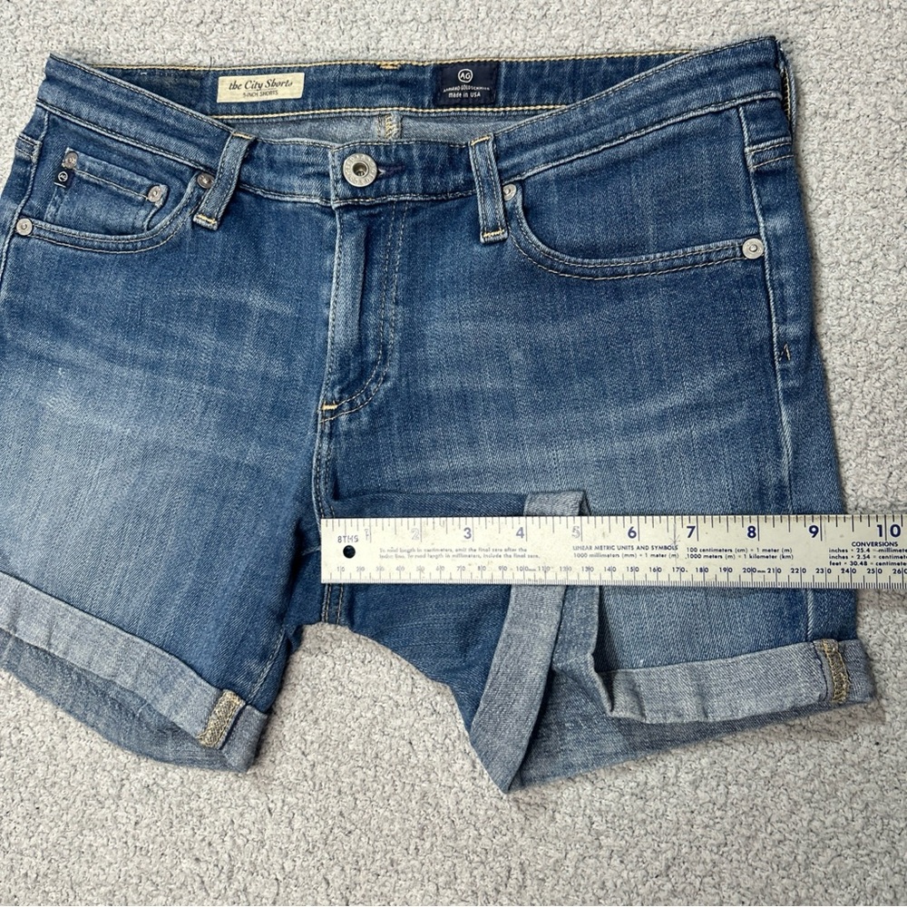 AG Adriano Goldschmied The City Short Rolled Hem Dark Blue Denim Shorts - Picture 5 of 12